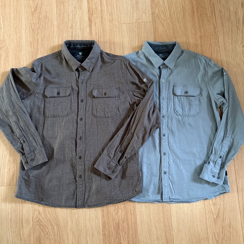 2 Kuhl Descendr Flannel Mens Large Brown Gray Long Sleeve 7244 Gorpcore LUXE